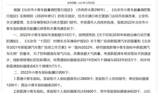 北京2022年指标(北京市汽车指标)