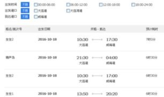 大连到威海船票时刻表2023年，山东到大连的船时刻表