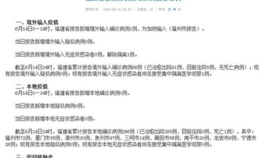福建新增一例确诊病例，福建新增疫情是哪里