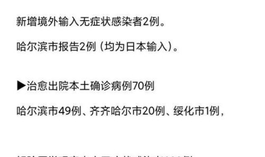 黑龙江疫情进展情况最新消息今天，今日疫情最新消息