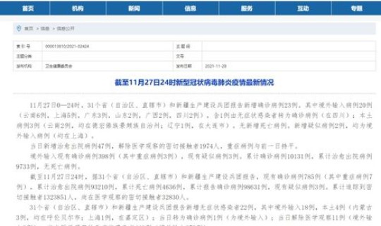 31个省新增6例 31省份新增本土确诊69例在哪几个省份