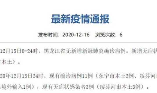 黑龙江确诊人数最新通报	，黑龙江新增40例确诊 50例无症状