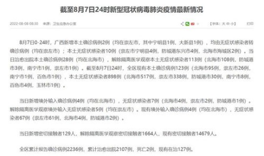 广西新增本土病例12例 在百色，目前广西的疫情疫情如何有新增本土病例吗