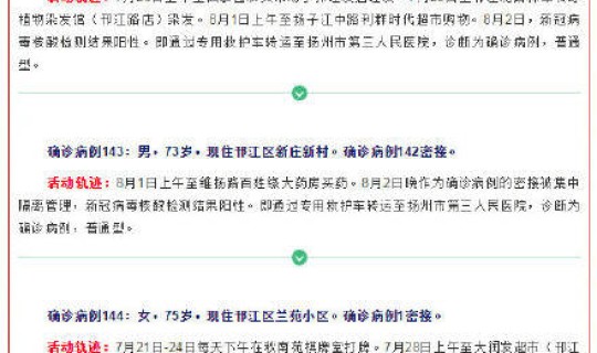 扬州确诊病例396，扬州所有确诊病例详情