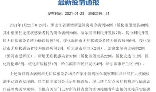 黑龙江新增病例都是哪个地方的？黑龙江省疾病预防控制中心电话