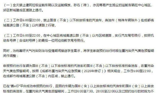 请问成都限行时间是几点(成都今日限行时间到十点么)