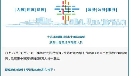 大连新增一例本土确诊病例轨迹(大连新增确诊病例行程轨迹) 大连新增一例本土确诊病例轨迹(大连新增确诊病例行程轨迹)