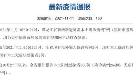 黑龙江新增本土确诊病例7例详情(黑龙江新增40例确诊 50例无症状)
