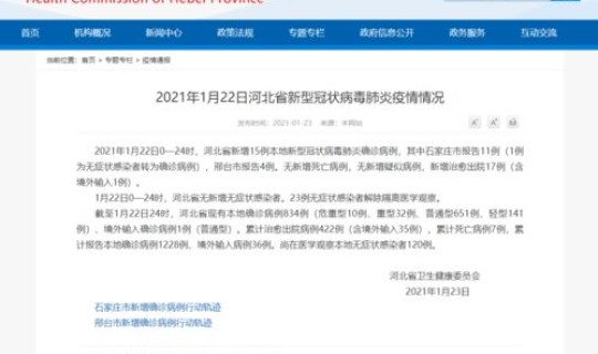 石家庄新增15例确诊轨迹公布，石家庄疫情最新消息今天新增人数