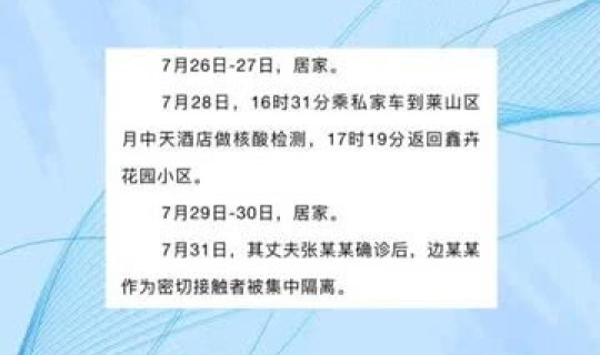烟台确诊行动轨迹最新消息 烟台最新疫情情况 烟台确诊行动轨迹最新消息 烟台最新疫情情况