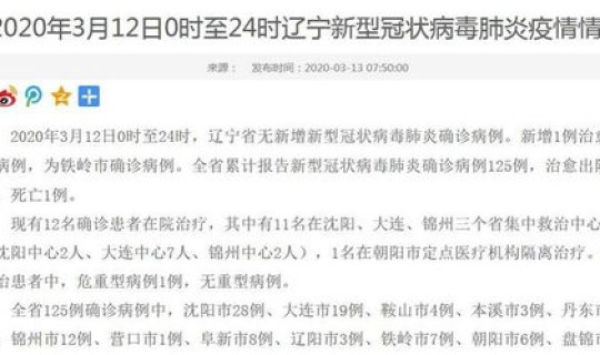 辽宁最新新增确诊1例病例	，今天辽宁有新增病例吗
