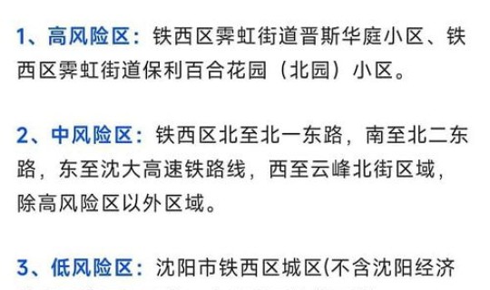 沈阳疫情中高风险地区有哪些地方 高风险地区是什么意思