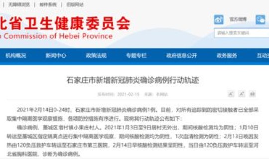 石家庄确诊病例的活动轨迹(石家庄最新一例轨迹) 石家庄确诊病例的活动轨迹(石家庄最新一例轨迹)