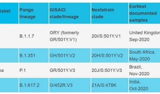 世卫组织新冠病毒变异毒株名称 新冠最新变异病毒名称是什么