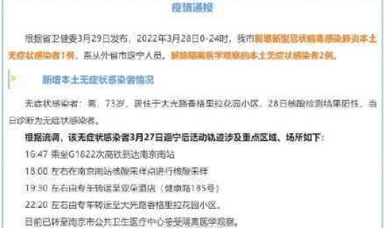 南京无症状感染者的行动轨迹(江苏无症状感染者最新消息)