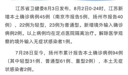 江苏扬州新增病例轨迹公布 扬州所有确诊病例详情
