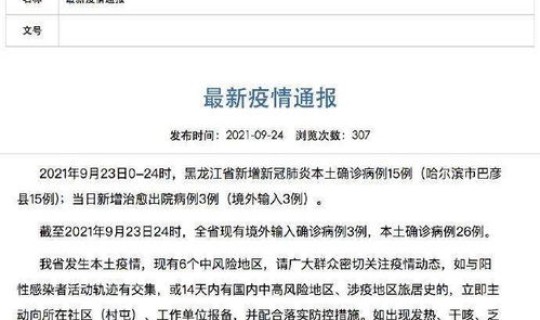 哈尔滨新增本土确诊15例是哪里的疫情，中国哪里有疫情