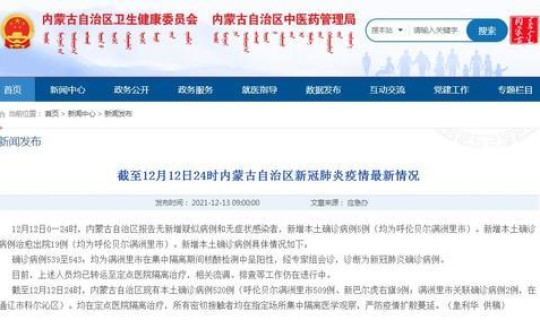内蒙古新增境外输入确诊病例 12月1日内蒙古新增本土确诊病例55例