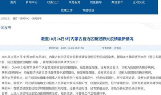 内蒙古额济纳旗已确认5例新冠肺炎确诊病例多少，2021年10月18日额济纳旗新冠疫情感染多少人