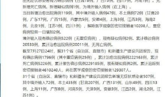 新增病例来自哪里的 31省市新增本土病例最新消息