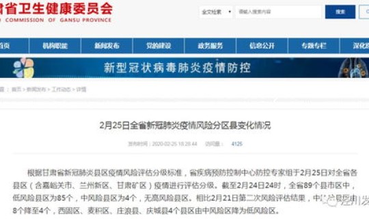 甘肃疫情风险区最新评估 甘肃疫情最新消息