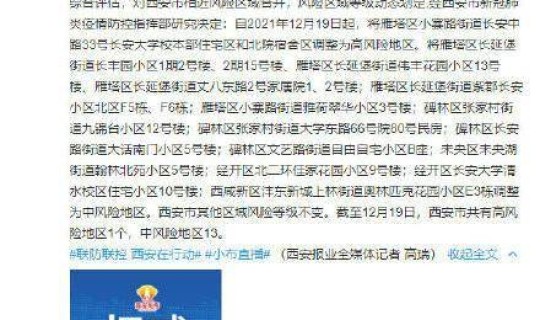 西安哪些地方属于中高风险地区 高风险地区是什么意思