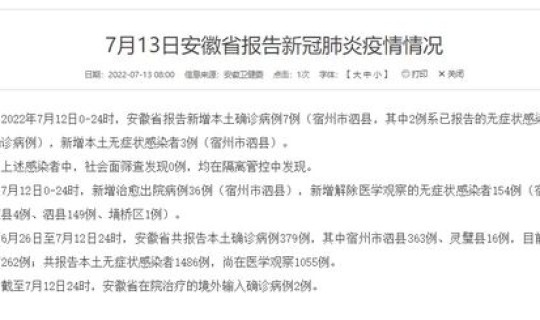 安徽新增本土确诊3例(安徽新增无症状感染者)