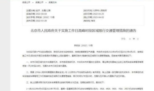 北京限行时间多少，北京限行时间表