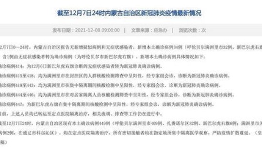 内蒙古新增确诊15例病例(10月15日内蒙古新增本土确诊病例13例)