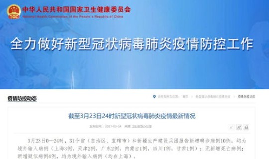 31省份新增10例均为境外输入(31省区市新增10例确诊均为境外输入)